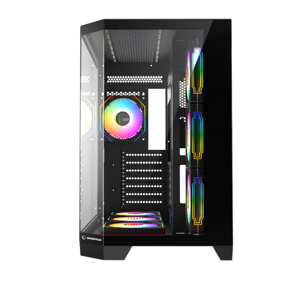 850W 80 Plus Bronze 3 Taraf Temp. Camlı 7x12cm ARGB Fan+Kumanda Siyah Oyuncu Kasası
