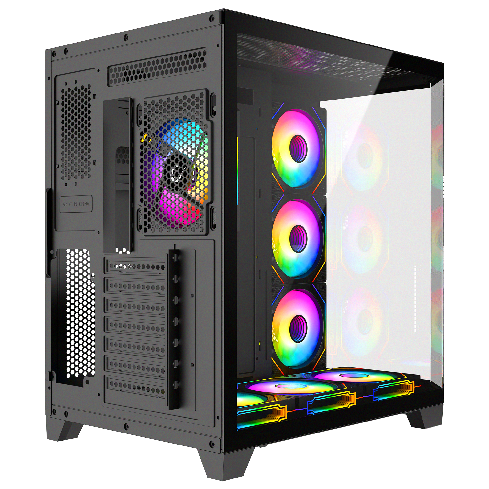 850W 80 Plus Bronze 3 Taraf Temp. Camlı 7x12cm ARGB Fan+Kumanda Siyah Oyuncu Kasası