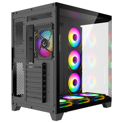 850W 80 Plus Bronze 3 Taraf Temp. Camlı 7x12cm ARGB Fan+Kumanda Siyah Oyuncu Kasası