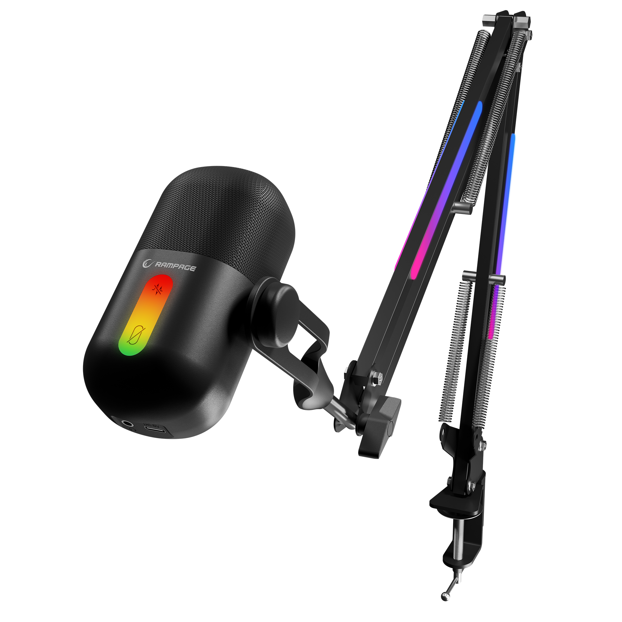 Siyah RGB Standlı Ses Göstergeli Masaüstü Mikrofon