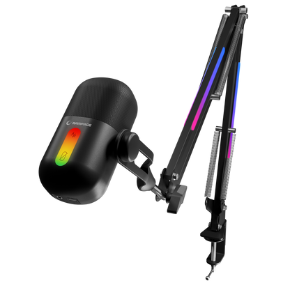 Siyah RGB Standlı Ses Göstergeli Masaüstü Mikrofon
