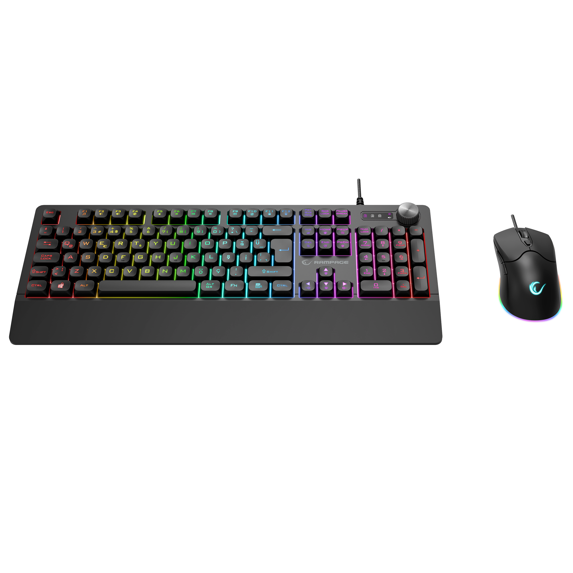 Km-9858 Jazzy V2 Siyah Usb RGB TR Q 12800 Dpi Oyuncu Klavye Mouse Set
