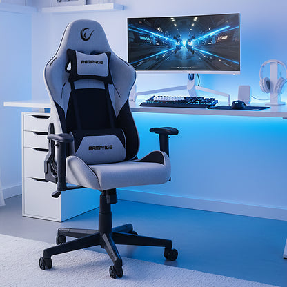 KL-R26 Peak Üst Seviye Terletmez Kumaş Gri/Siyah Gaming Oyuncu Koltuğu