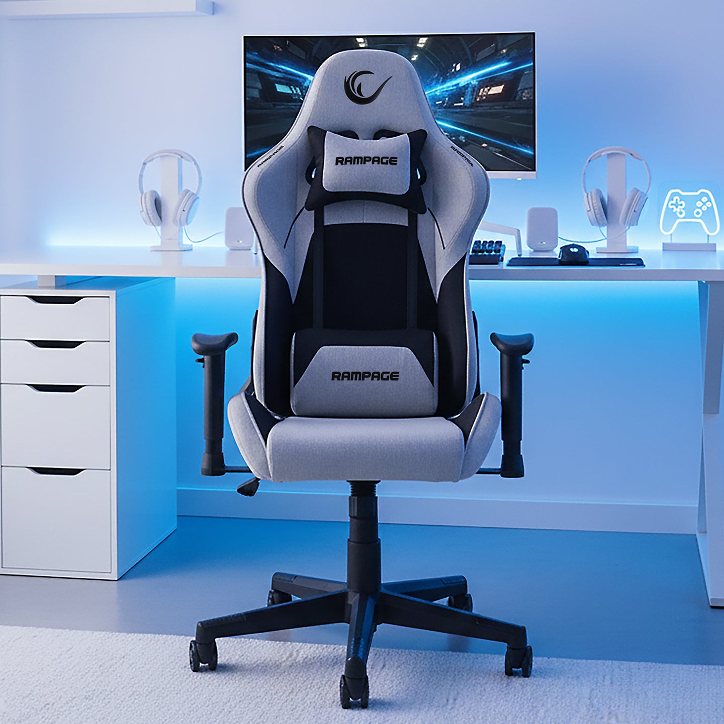 KL-R26 Peak Üst Seviye Terletmez Kumaş Gri/Siyah Gaming Oyuncu Koltuğu