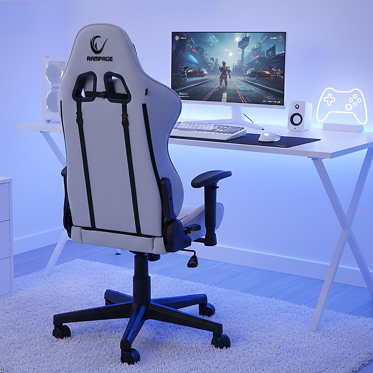 KL-R26 Peak Üst Seviye Terletmez Kumaş Gri/Siyah Gaming Oyuncu Koltuğu