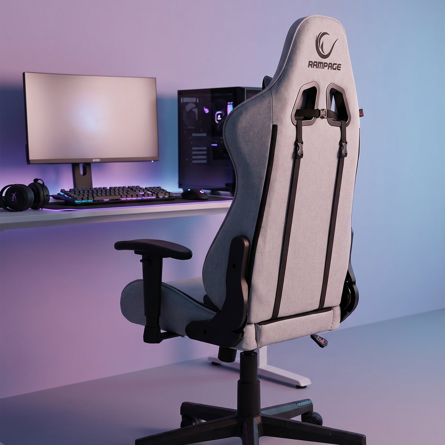KL-R26 Peak Üst Seviye Terletmez Kumaş Gri/Siyah Gaming Oyuncu Koltuğu