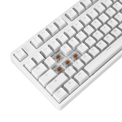 KB-R136 GHOST Beyaz Type-C Bağlantılı RGB Puding Tuşlu Brown Switch US Gaming Oyuncu Klavye - Rampage