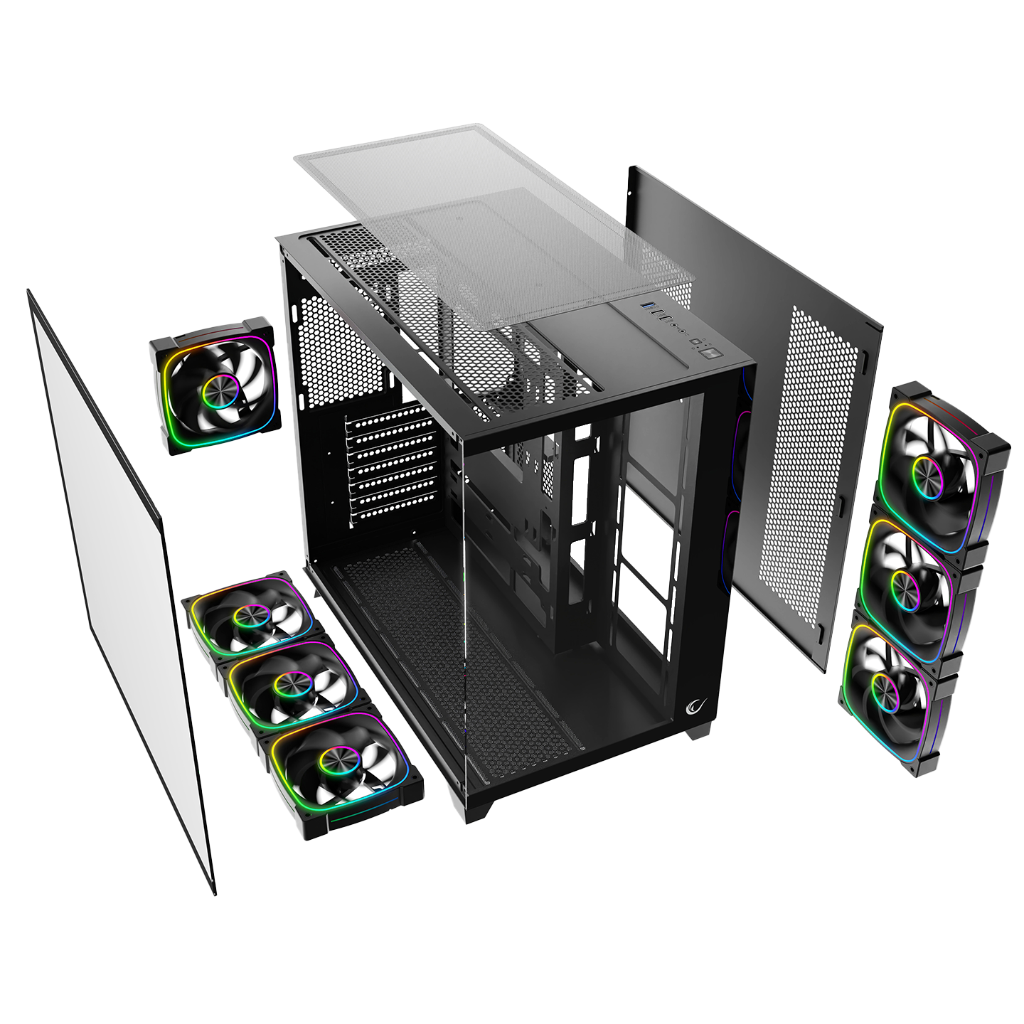 SEALITE - Siyah Temperli Camlı ATX/M-ATX 7x12cm ARGB Pwm Fan+Kumanda Oyuncu Kasası