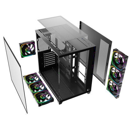 SEALITE - Siyah Temperli Camlı ATX/M-ATX 7x12cm ARGB Pwm Fan+Kumanda Oyuncu Kasası