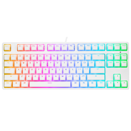 KB-R136 GHOST Beyaz Type-C Bağlantılı RGB Puding Tuşlu Brown Switch US Gaming Oyuncu Klavye - Rampage