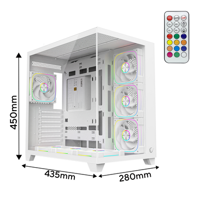 Beyaz 850W 80 Plus Bronze ATX/M-ATX 7x12cm ARGB Pwm Fan+Kumanda Oyuncu Kasası