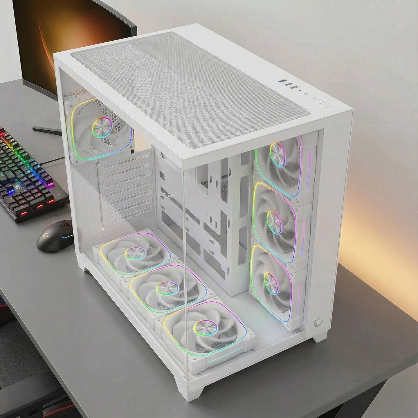 Beyaz 850W 80 Plus Bronze ATX/M-ATX 7x12cm ARGB Pwm Fan+Kumanda Oyuncu Kasası