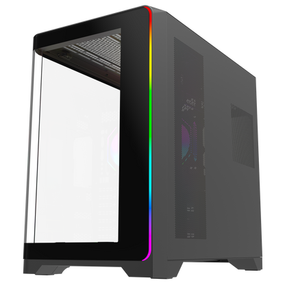 LYRON Kumandalı 7*12cm ARGB Fan+Kontrolcü PWM Fanlı ATX/M-ATX Siyah Oyuncu Kasası