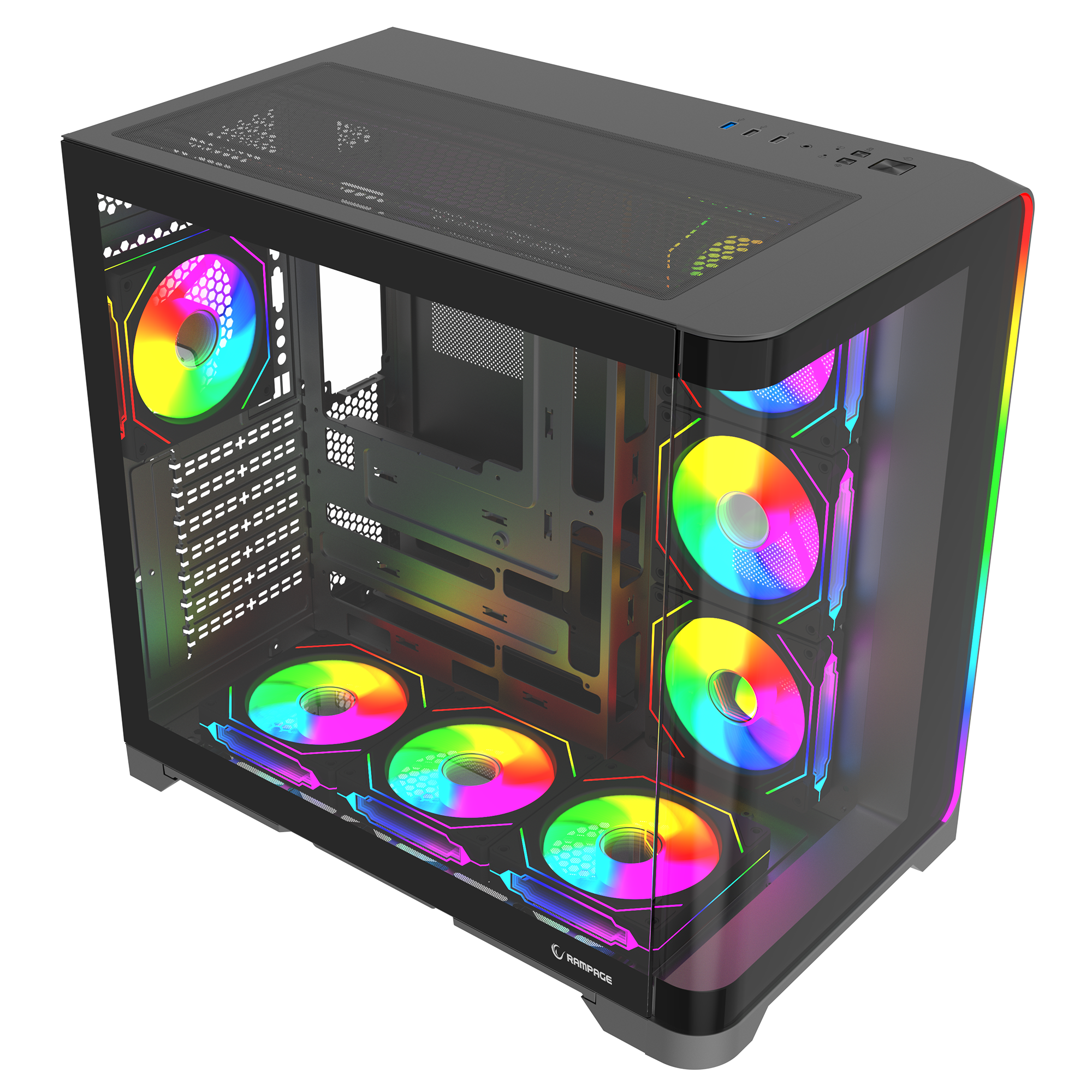 LYRON Kumandalı 7*12cm ARGB Fan+Kontrolcü PWM Fanlı ATX/M-ATX Siyah Oyuncu Kasası