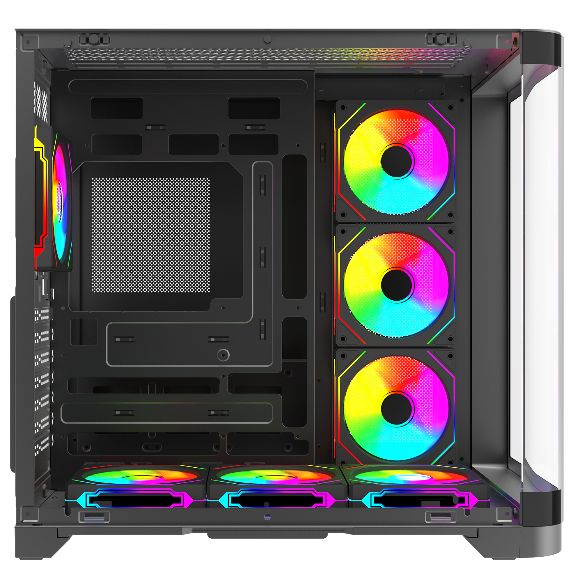 LYRON Kumandalı 7*12cm ARGB Fan+Kontrolcü PWM Fanlı ATX/M-ATX Siyah Oyuncu Kasası