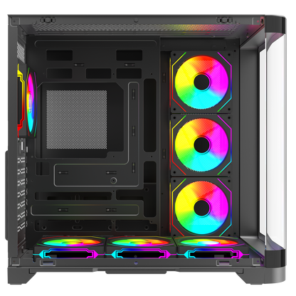 LYRON Kumandalı 7*12cm ARGB Fan+Kontrolcü PWM Fanlı ATX/M-ATX Siyah Oyuncu Kasası