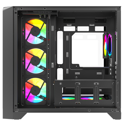 LYRON Kumandalı 7*12cm ARGB Fan+Kontrolcü PWM Fanlı ATX/M-ATX Siyah Oyuncu Kasası
