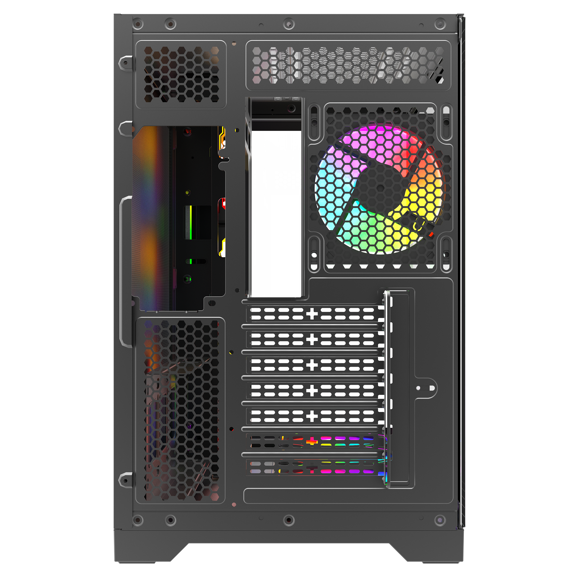 LYRON Kumandalı 7*12cm ARGB Fan+Kontrolcü PWM Fanlı ATX/M-ATX Siyah Oyuncu Kasası