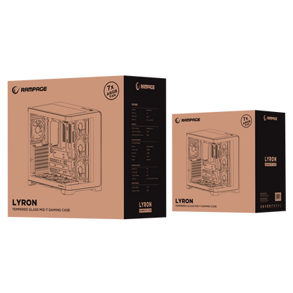 LYRON Kumandalı 7*12cm ARGB Fan+Kontrolcü PWM Fanlı ATX/M-ATX Siyah Oyuncu Kasası