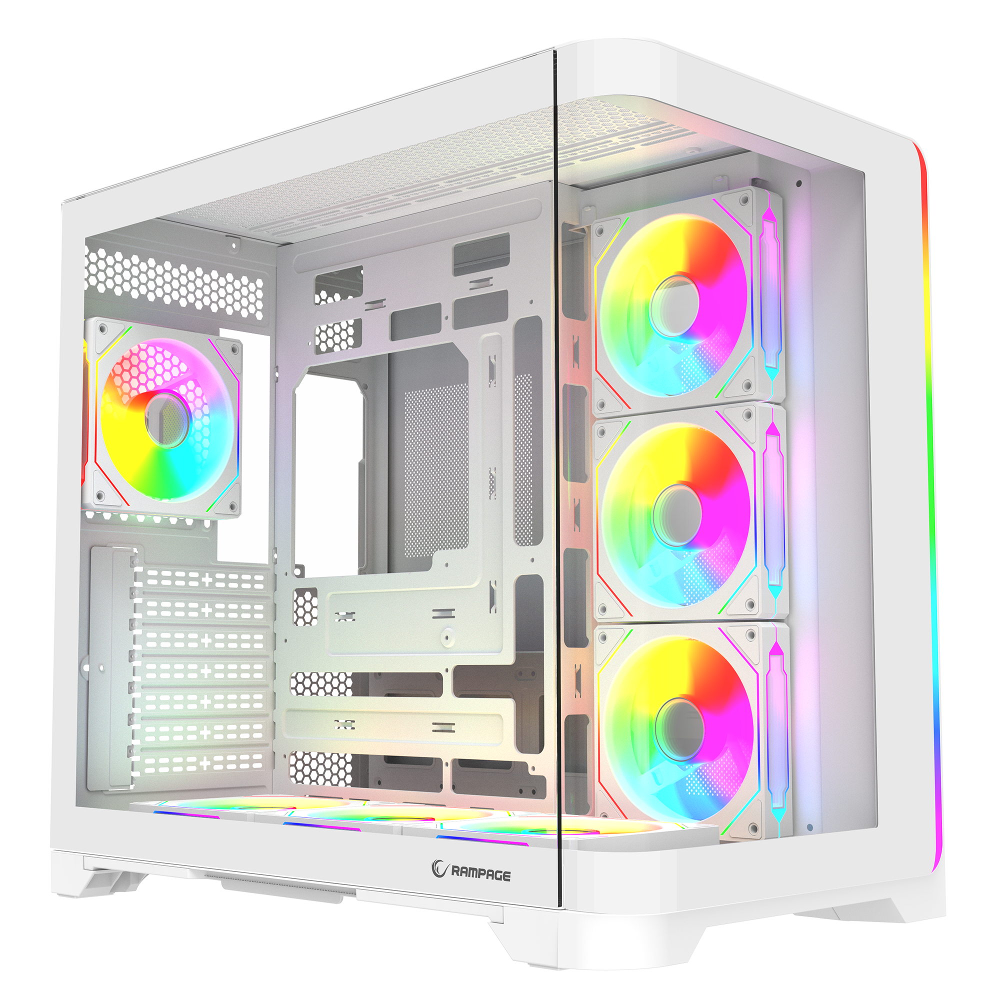 LYRON Kumandalı 7*12cm ARGB Fan+Kontrolcü PWM Fanlı ATX/M-ATX Beyaz Oyuncu Kasas