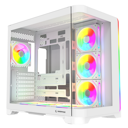 LYRON Kumandalı 7*12cm ARGB Fan+Kontrolcü PWM Fanlı ATX/M-ATX Beyaz Oyuncu Kasas