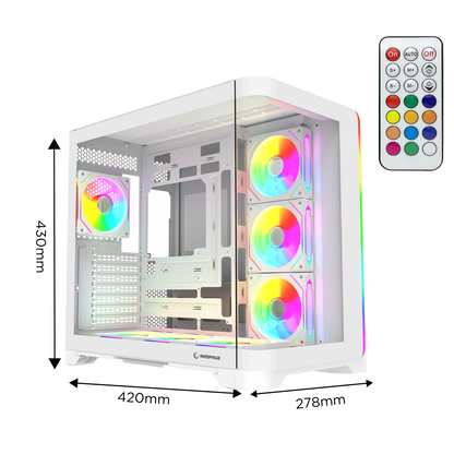 LYRON Kumandalı 7*12cm ARGB Fan+Kontrolcü PWM Fanlı ATX/M-ATX Beyaz Oyuncu Kasas