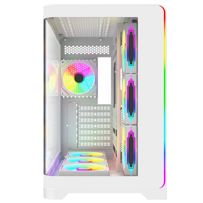LYRON Kumandalı 7*12cm ARGB Fan+Kontrolcü PWM Fanlı ATX/M-ATX Beyaz Oyuncu Kasas