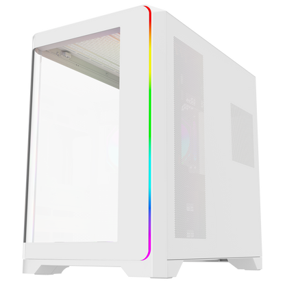LYRON Kumandalı 7*12cm ARGB Fan+Kontrolcü PWM Fanlı ATX/M-ATX Beyaz Oyuncu Kasas