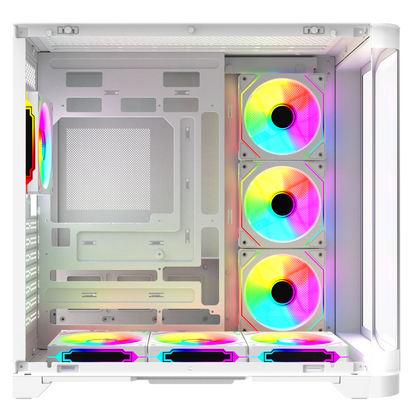 LYRON Kumandalı 7*12cm ARGB Fan+Kontrolcü PWM Fanlı ATX/M-ATX Beyaz Oyuncu Kasas