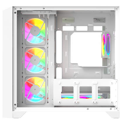 LYRON Kumandalı 7*12cm ARGB Fan+Kontrolcü PWM Fanlı ATX/M-ATX Beyaz Oyuncu Kasas