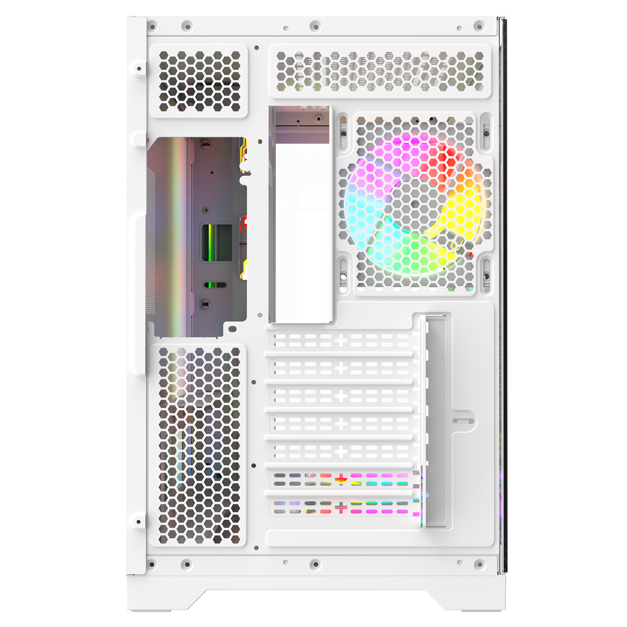 LYRON Kumandalı 7*12cm ARGB Fan+Kontrolcü PWM Fanlı ATX/M-ATX Beyaz Oyuncu Kasas