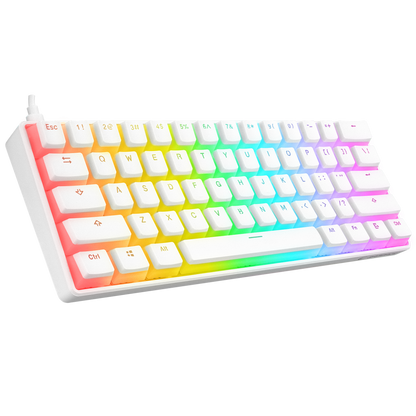 KB-R135 PARVUS Beyaz Type-C Bağlantılı RGB Puding Tuşlu Brown Switch US Gaming Oyuncu Klavye - Rampage