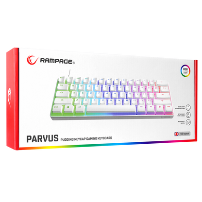 KB-R135 PARVUS Beyaz Type-C Bağlantılı RGB Puding Tuşlu Brown Switch US Gaming Oyuncu Klavye - Rampage