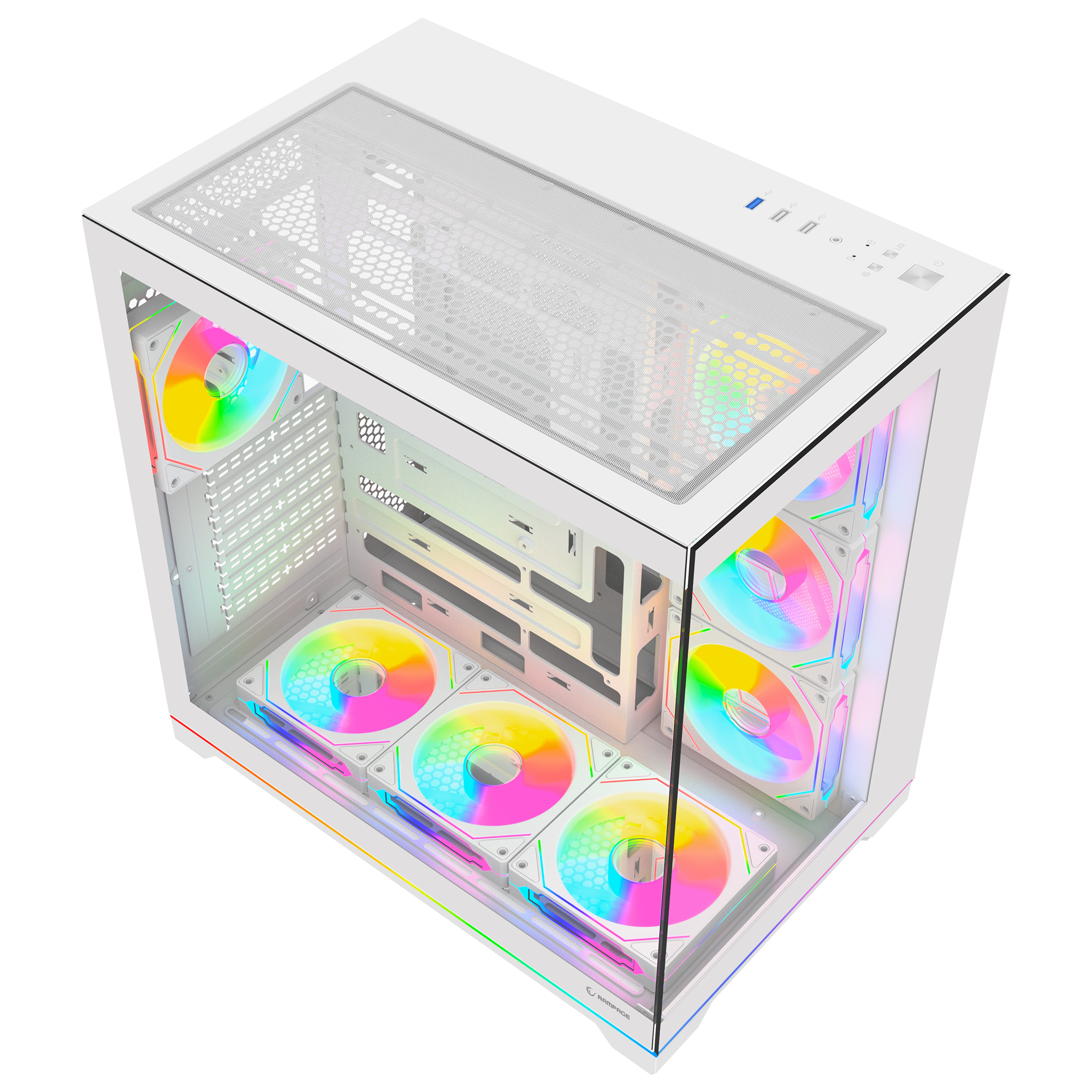 Kumandalı 7*12cm ARGB Fan+Kontrolcü PWM Fanlı ATX/M-ATX Beyaz Oyuncu Kasası