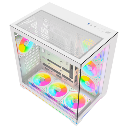 Kumandalı 7*12cm ARGB Fan+Kontrolcü PWM Fanlı ATX/M-ATX Beyaz Oyuncu Kasası