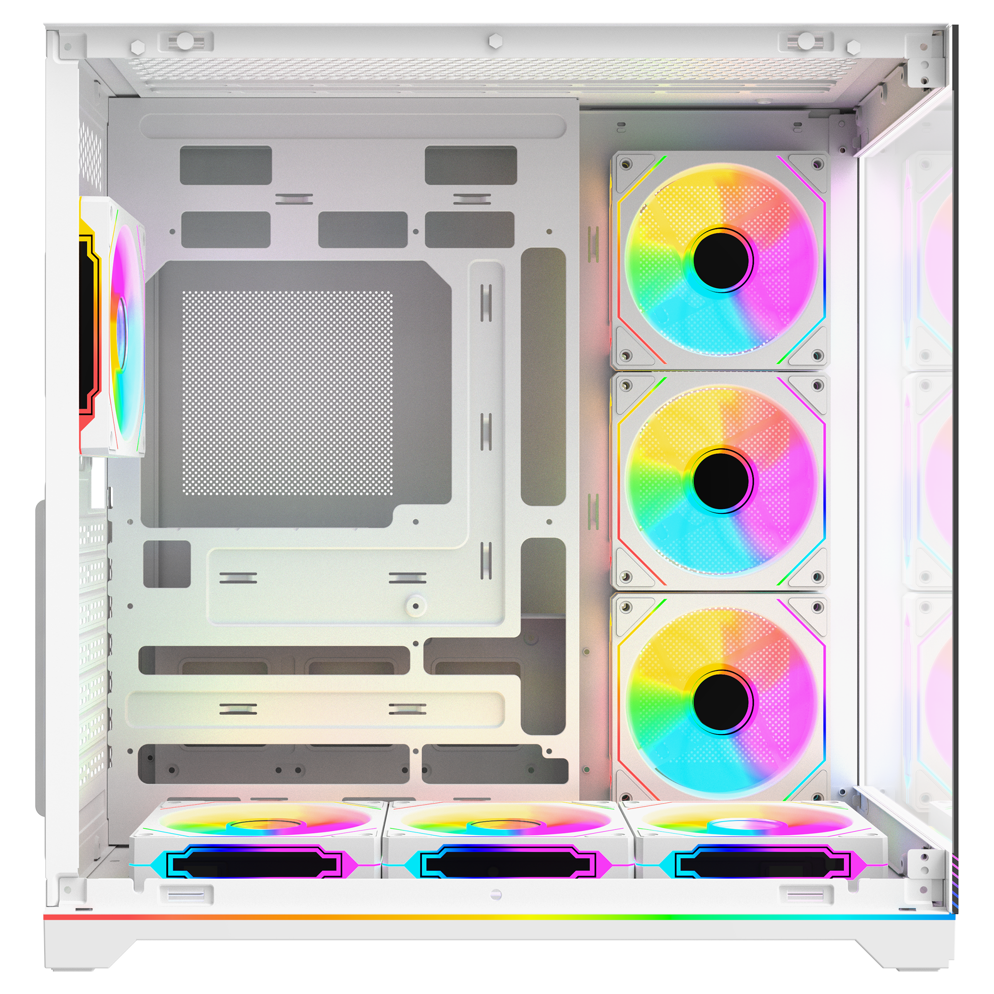 Kumandalı 7*12cm ARGB Fan+Kontrolcü PWM Fanlı ATX/M-ATX Beyaz Oyuncu Kasası