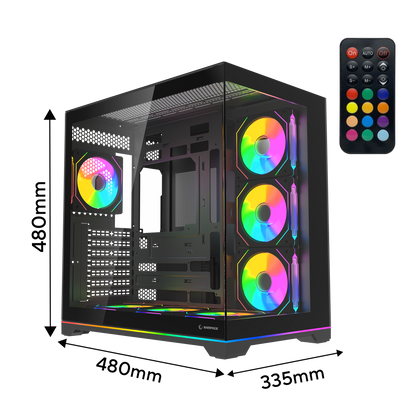 Kumandalı 7*12cm ARGB Fan+Kontrolcü PWM Fanlı ATX/M-ATX Siyah Oyuncu Kasası