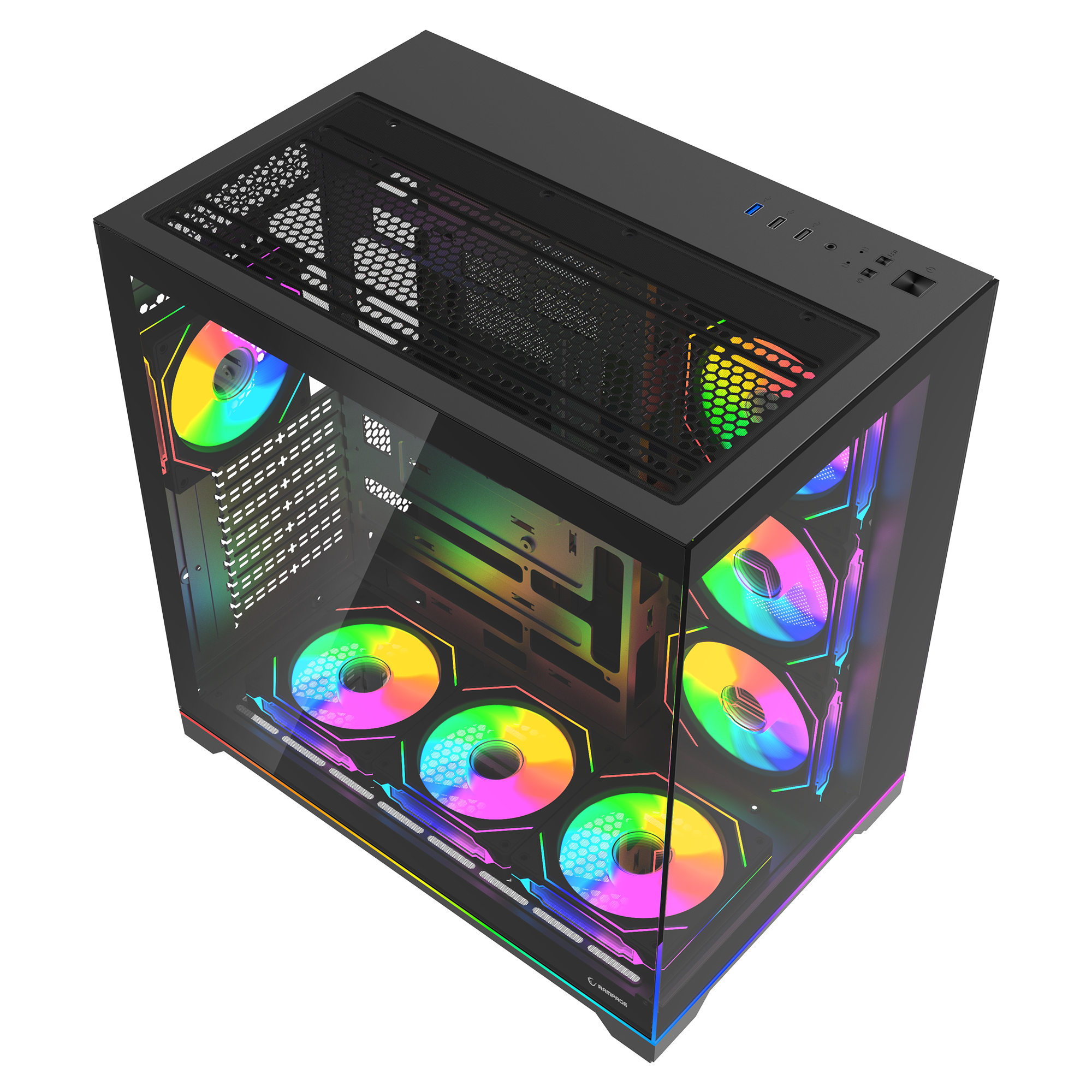 Kumandalı 7*12cm ARGB Fan+Kontrolcü PWM Fanlı ATX/M-ATX Siyah Oyuncu Kasası