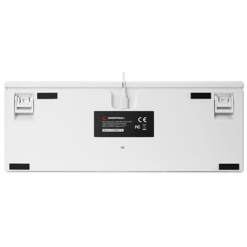 KB-R136 GHOST Beyaz Type-C Bağlantılı RGB Puding Tuşlu Red Switch US Gaming Oyuncu Klavye - Rampage