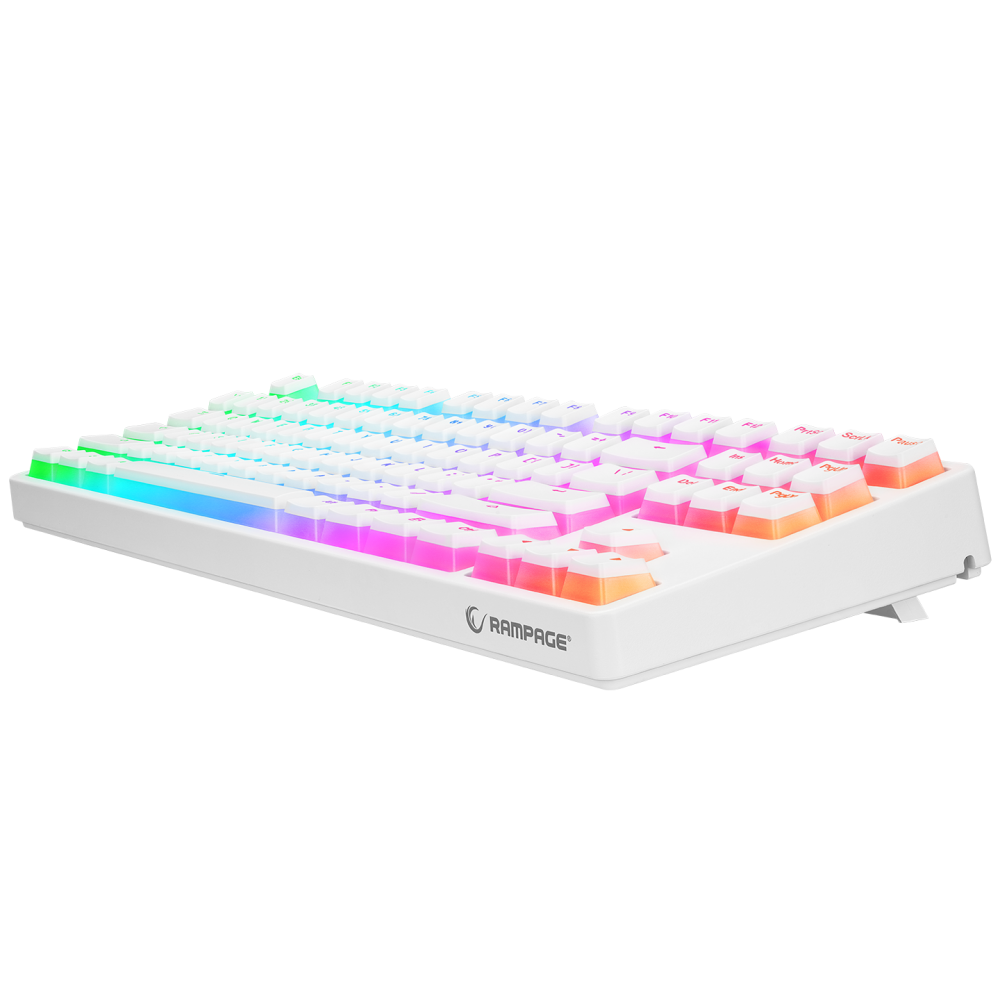 KB-R136 GHOST Beyaz Type-C Bağlantılı RGB Puding Tuşlu Red Switch US Gaming Oyuncu Klavye - Rampage