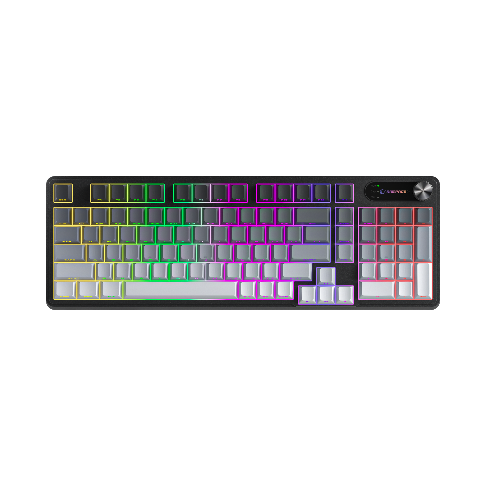 Gradient Siyah/Gri/Beyaz RGB US Q Membrane Oyuncu Klavyesi