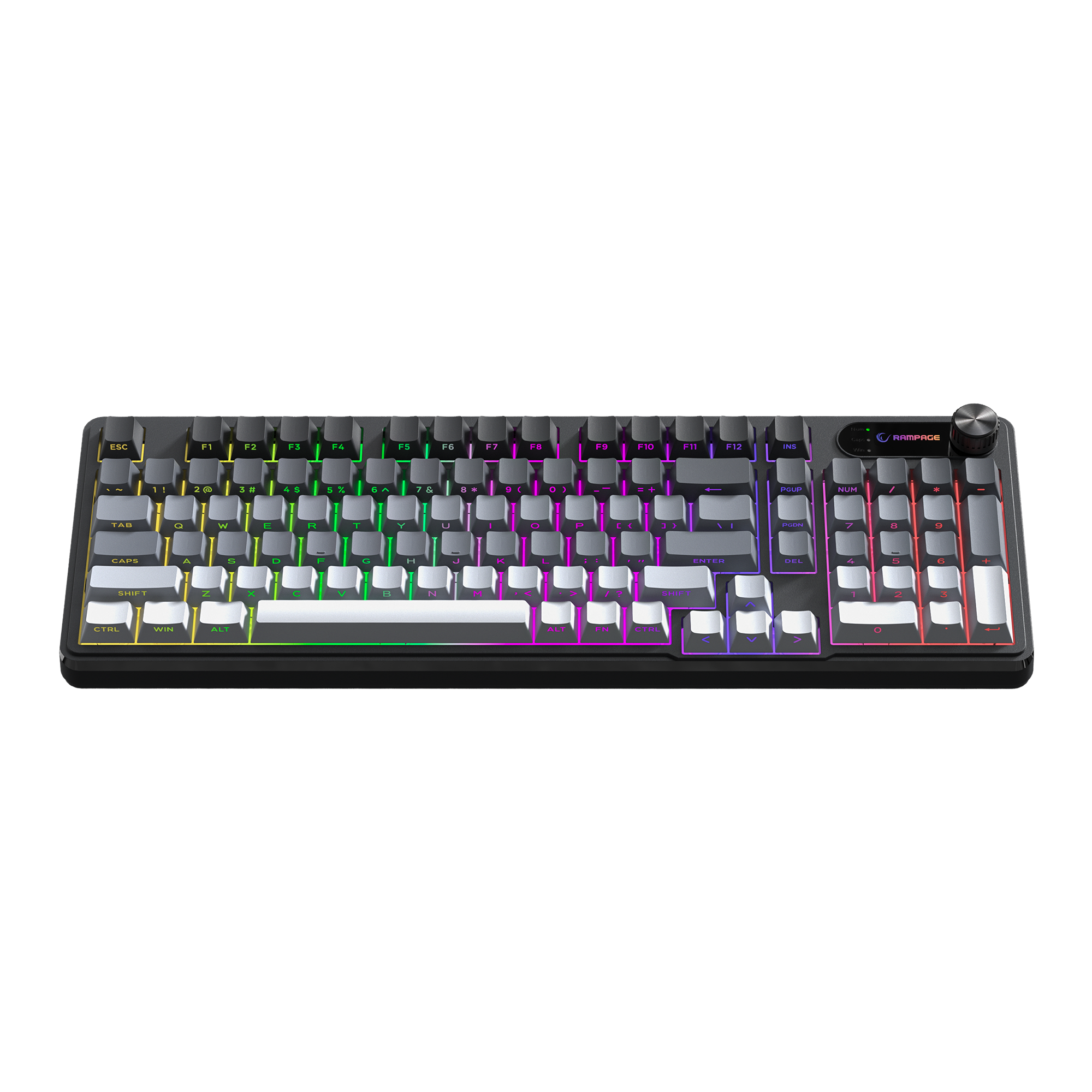 Gradient Siyah/Gri/Beyaz RGB US Q Membrane Oyuncu Klavyesi