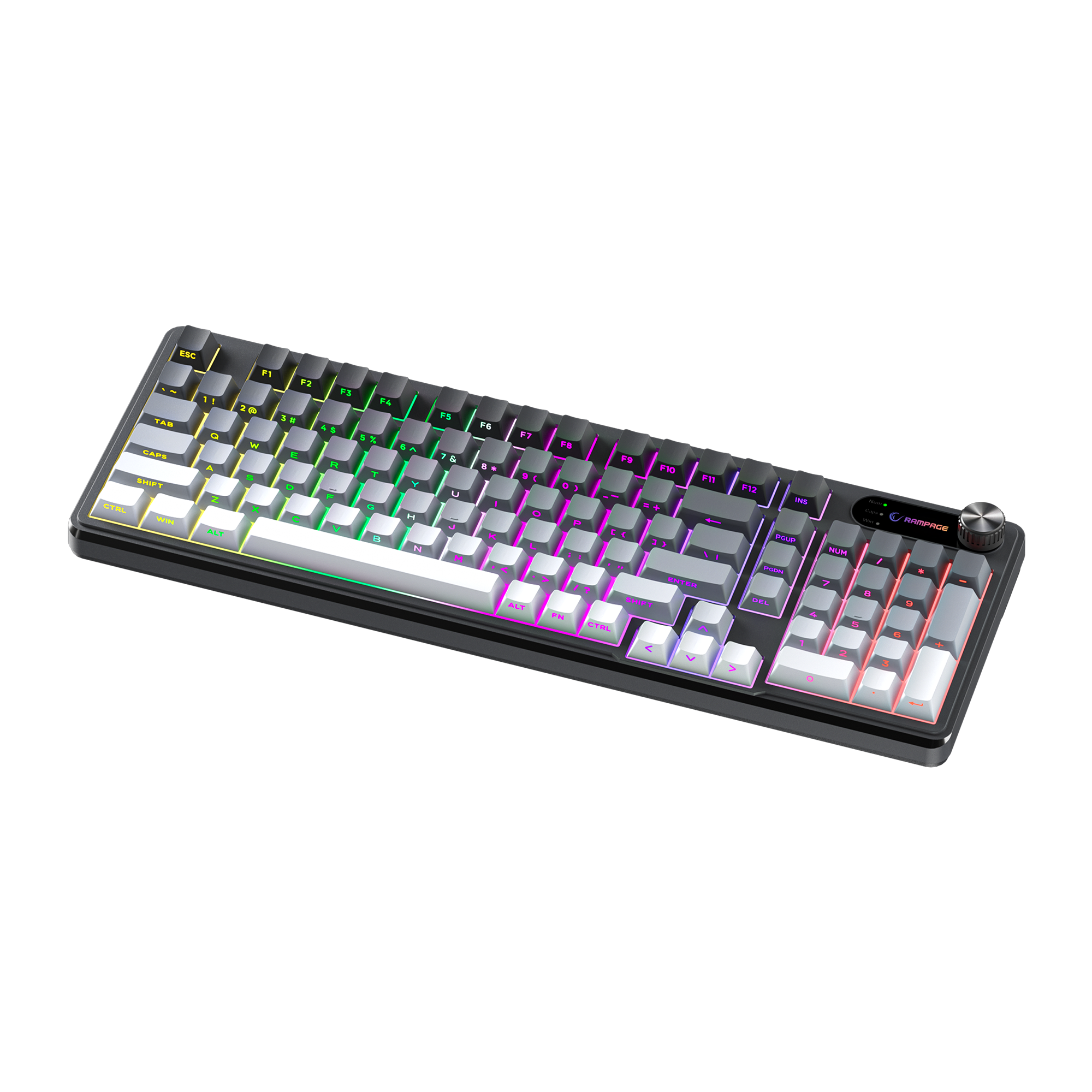 Gradient Siyah/Gri/Beyaz RGB US Q Membrane Oyuncu Klavyesi