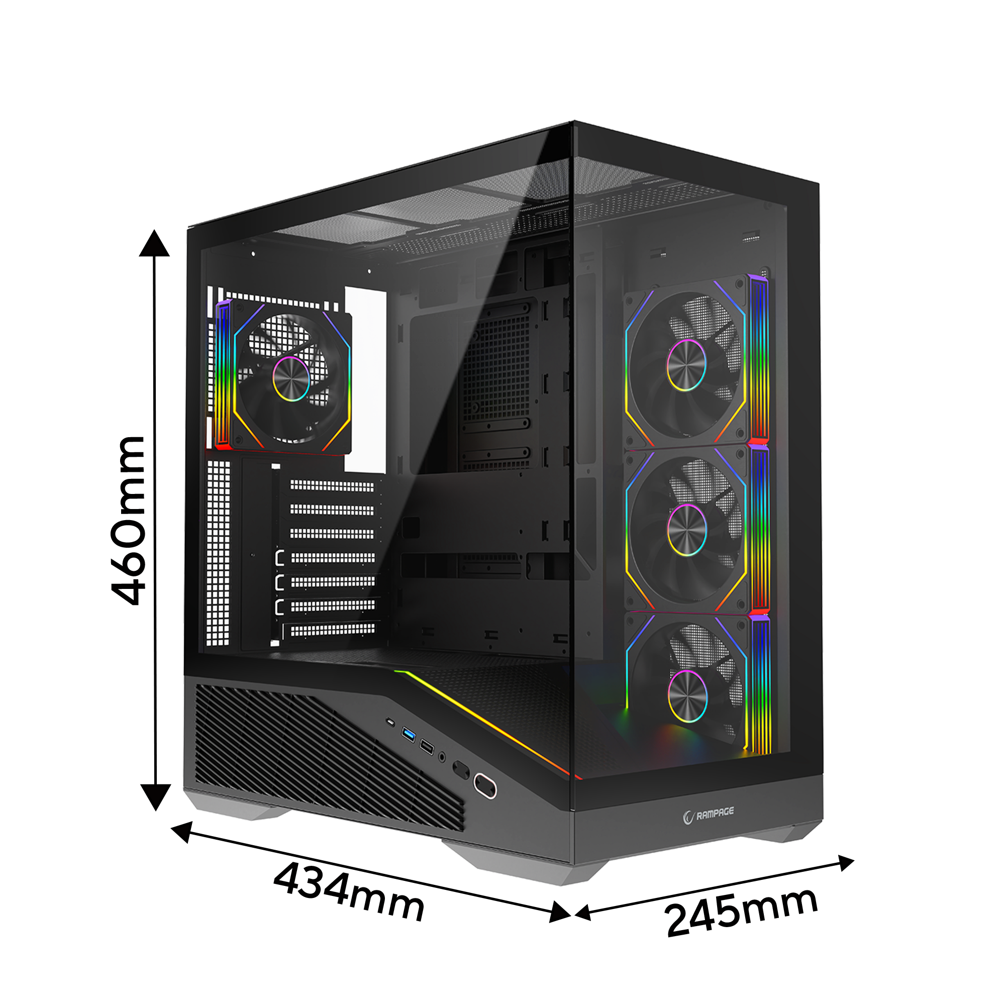 750W 80 Plus Bronze Siyah 4*12cm ARGB Fan ATX Gaming Oyuncu Kasası