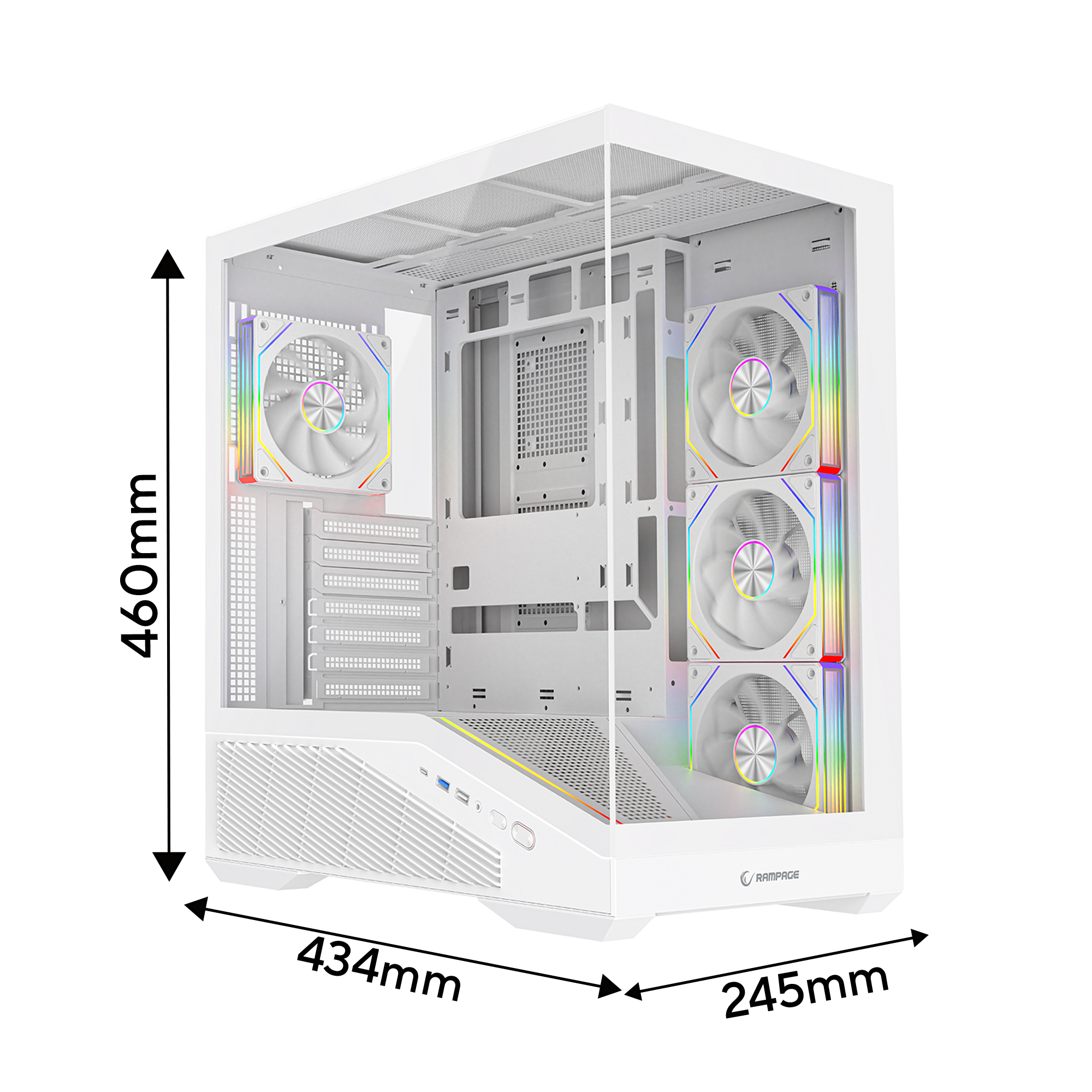 850W 80 Plus Bronze ATX 3.1 PCIe 5.1 Beyaz 4*12cm ARGB Fan ATX Gaming Oyuncu Kasası