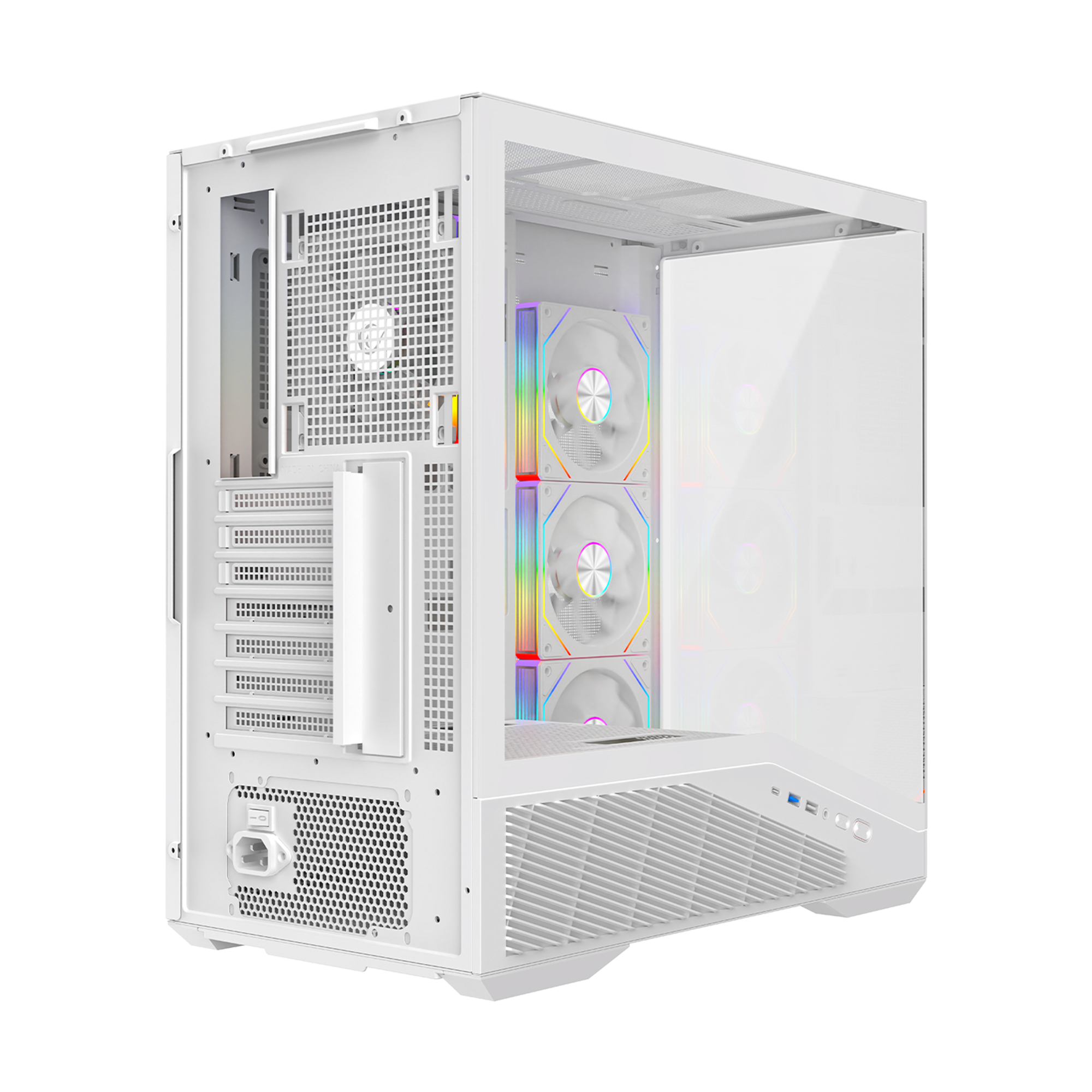 850W 80 Plus Bronze ATX 3.1 PCIe 5.1 Beyaz 4*12cm ARGB Fan ATX Gaming Oyuncu Kasası