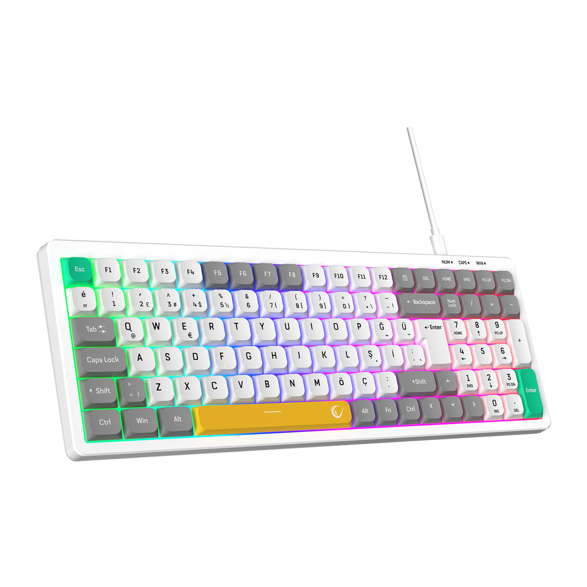 Pure Beyaz / Gri SESSİZ RGB Q Low Profile Membrane Oyuncu Klavyesi