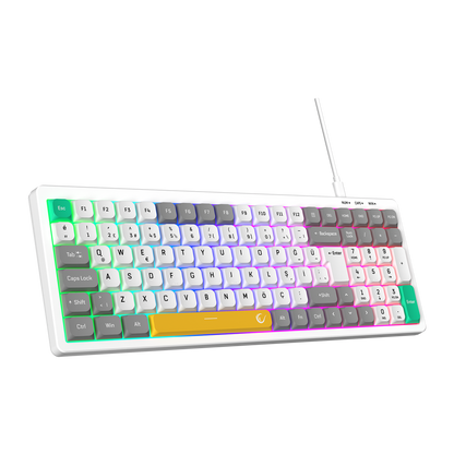 Pure Beyaz / Gri SESSİZ RGB Q Low Profile Membrane Oyuncu Klavyesi