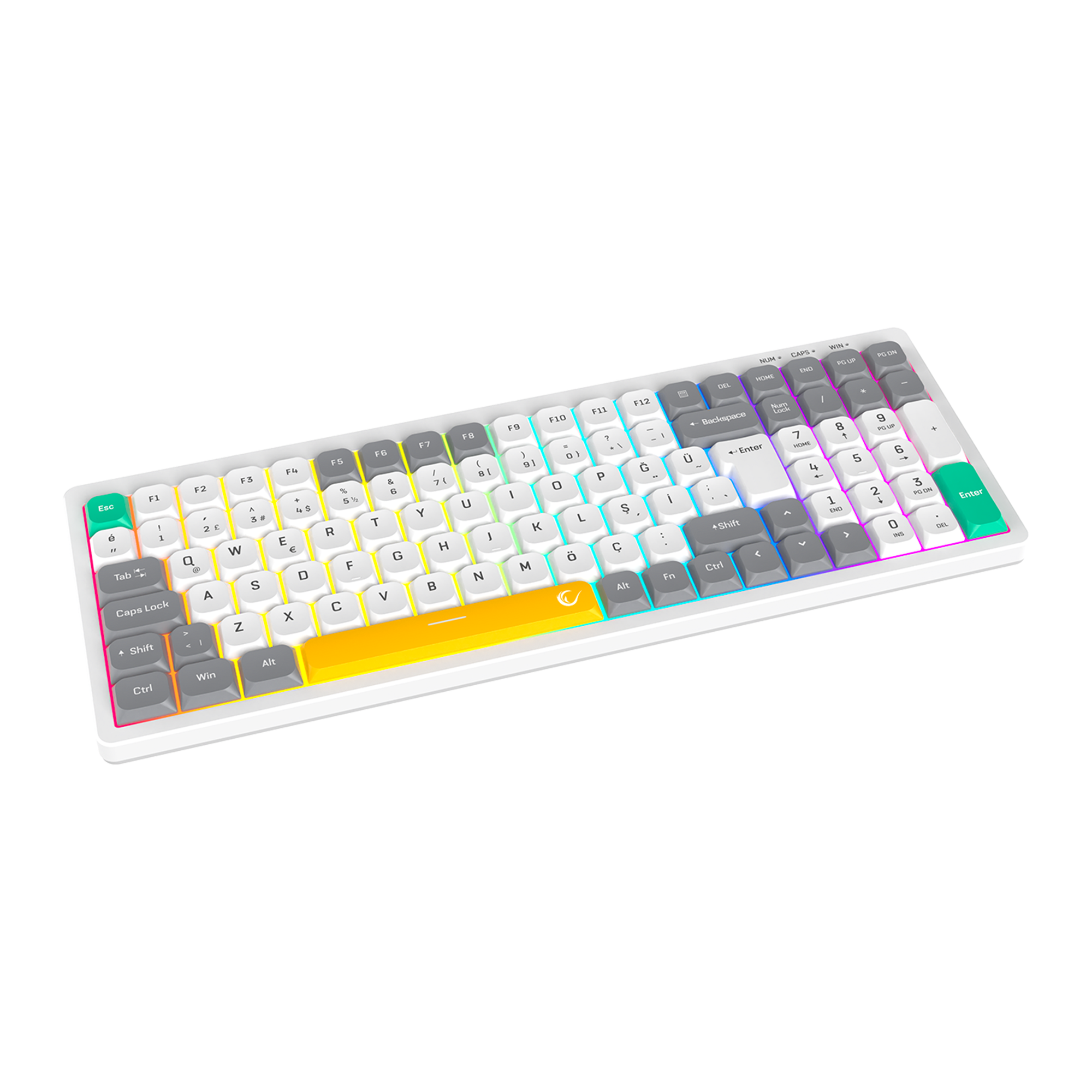 Pure Beyaz / Gri SESSİZ RGB Q Low Profile Membrane Oyuncu Klavyesi