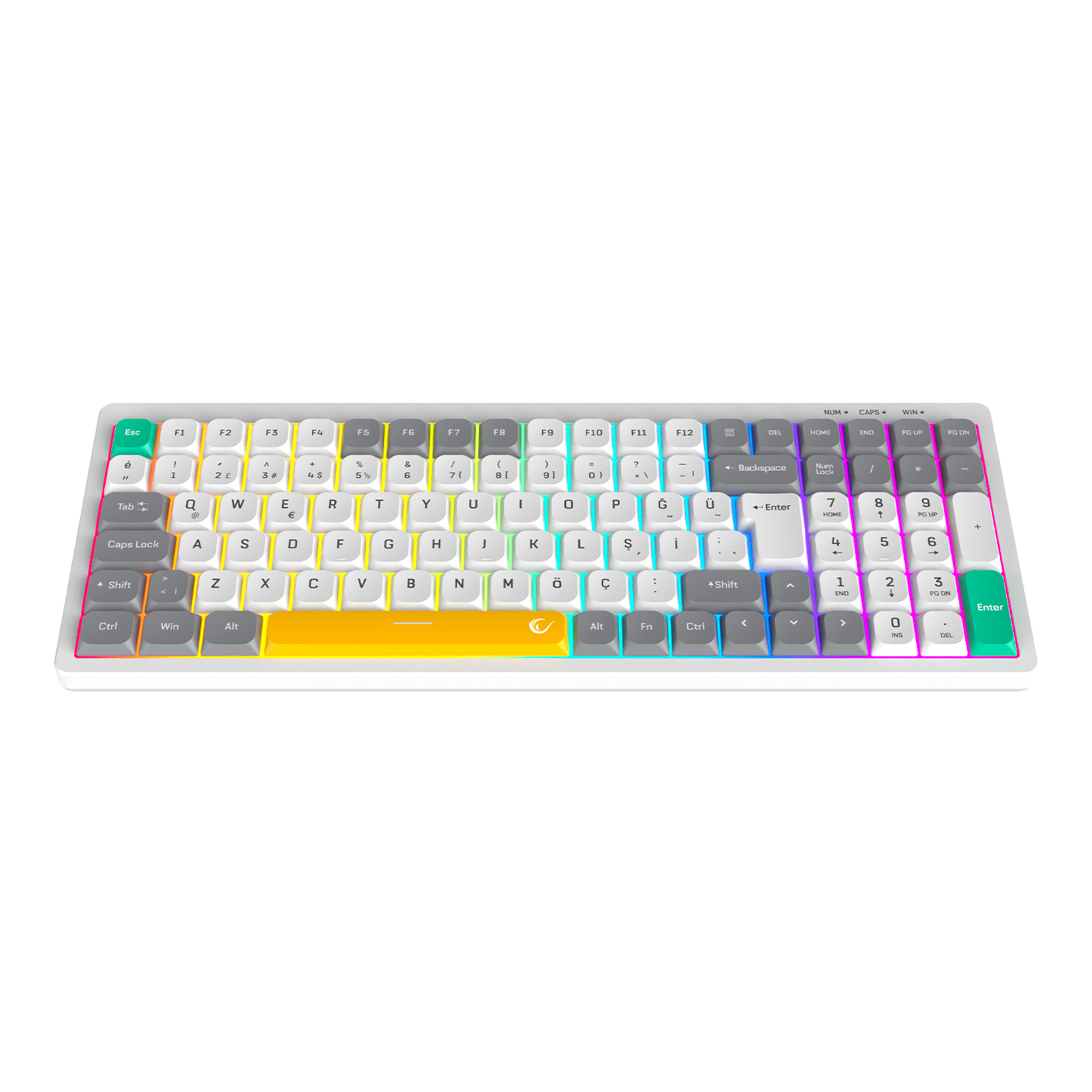 Pure Beyaz / Gri SESSİZ RGB Q Low Profile Membrane Oyuncu Klavyesi